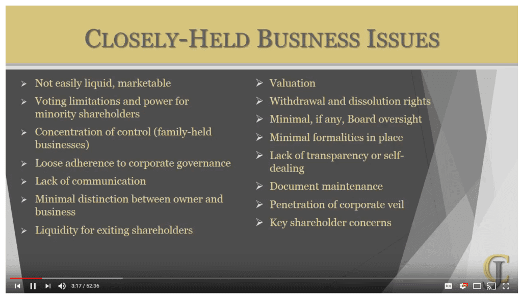 There are many issues to consider by owners of closely-held businesses if they intend to complete a Florida business break-up