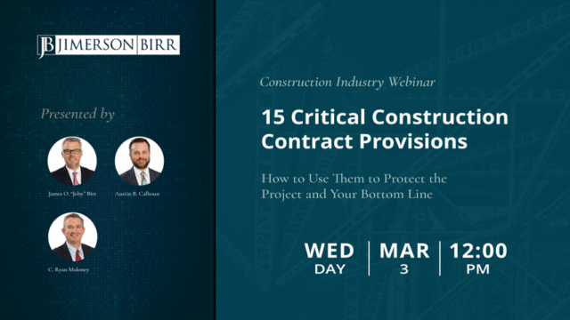 Jimerson Birr 15 Critical Construction Contract Provisions for General Contractors PPT