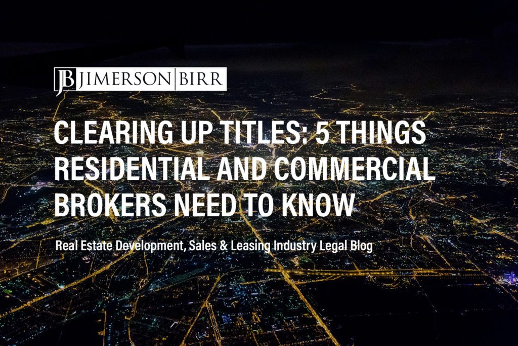 quiet title residential brokers commercial brokers real estate developers marketable title