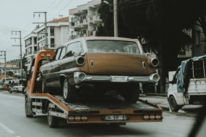 Car being towed