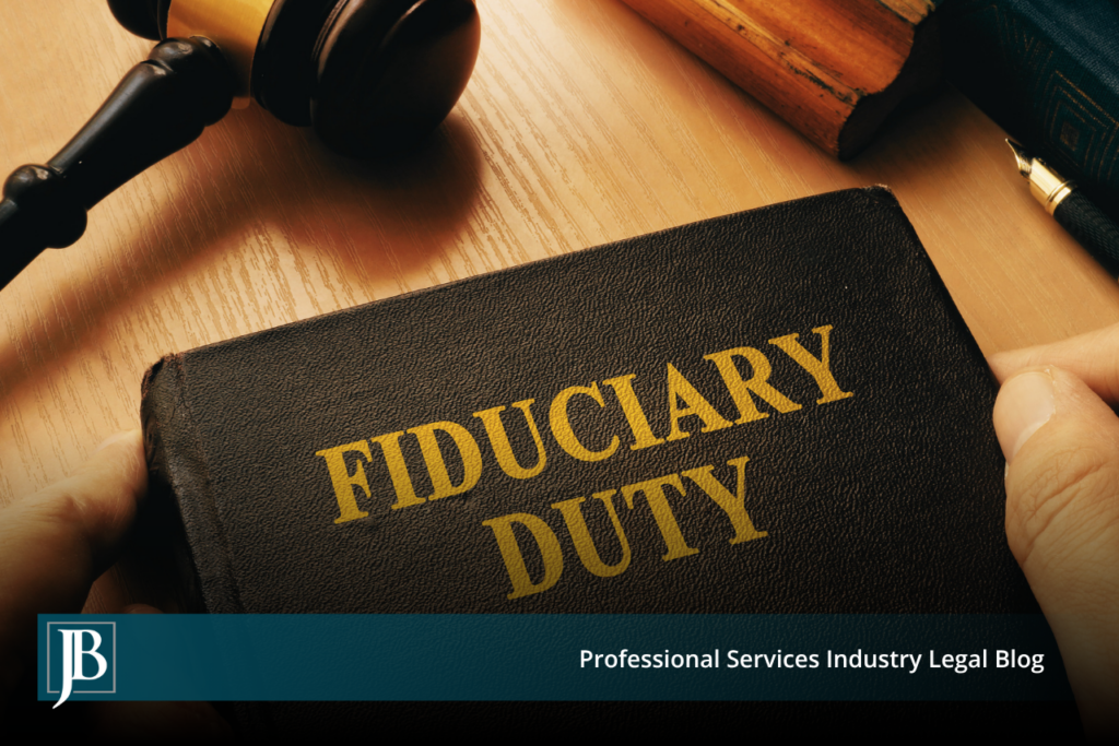 Law book titled "Fiduciary Duty" held in hands beside a gavel, illustrating a breach of fiduciary duty claim under Florida law.