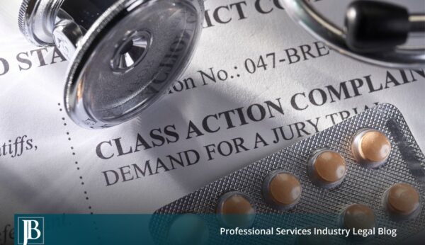 Consumer class action complaint filed in federal district court with a jury trial demand, medication packaging, and a stethoscope on the pleading.