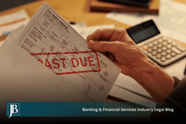 Hand holding a past due invoice next to a calculator, illustrating a Florida business owner deciding whether to sue on an unpaid invoice.