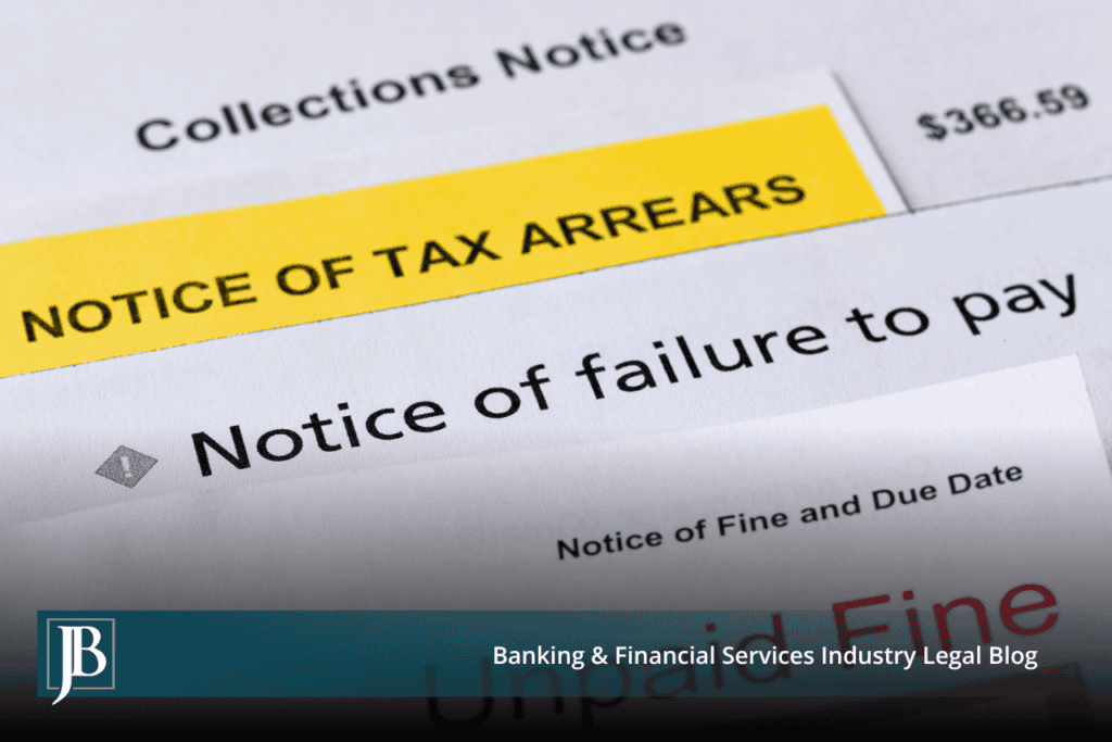 Stack of overdue collection notices, a tax arrears notice, and an unpaid fine notice, illustrating when a business loan is enforced too early or improperly.