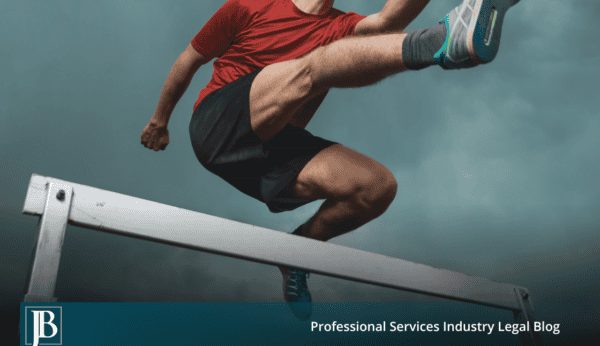 Runner clearing a hurdle, illustrating defense of business tort lawsuits filed to slow down competition.